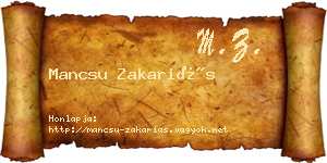 Mancsu Zakariás névjegykártya